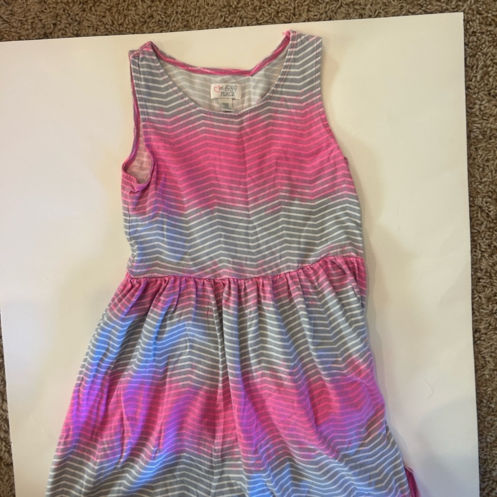 Pink and Gray Striped girls everyday dress